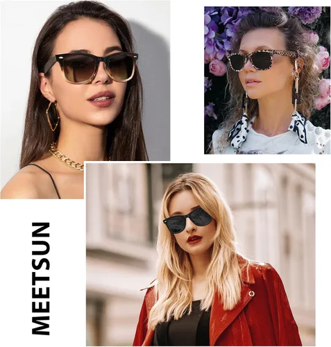 Miniatura 2 de MEETSUN Lentes de sol polarizados retro para mujeres y hombres, lentes de espejo clásicos para conducción, 100% protección UV (paquete de 3)