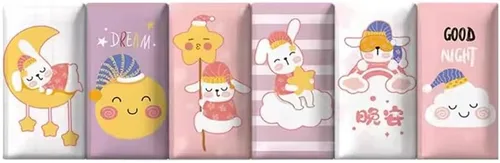 Miniatura 8 de Paneles de pared 3D autoadhesivos para cabecero de 70.86 pulgadas, diseño de dibujos animados suave anticolisión, acolchado decorativo de pared