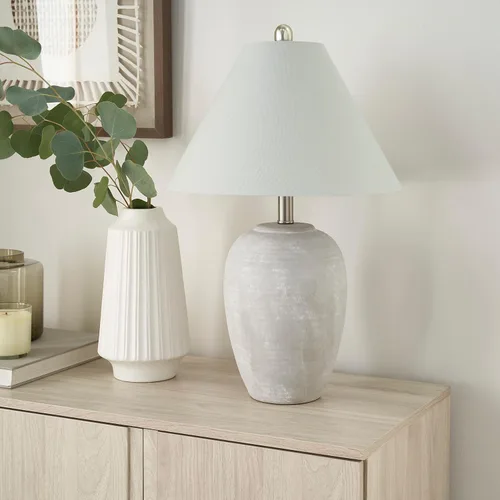 Nourison Home - Lámpara de mesa de cerámica envejecida vintage de 23 pulgadas para dormitorio, sala de estar, mesa auxiliar, con pantalla imperio