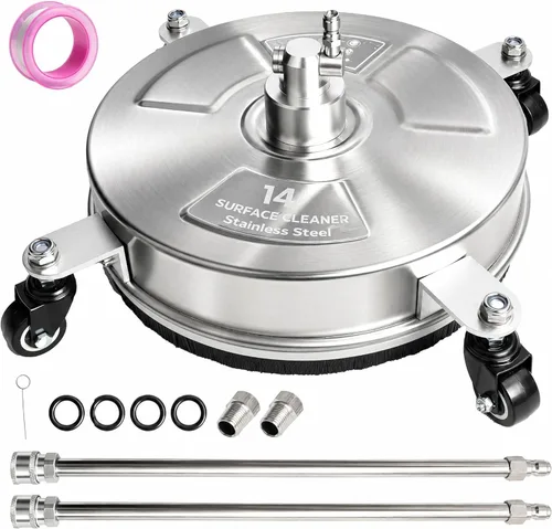 Miniatura 10 de Hourleey Limpiador de superficies de lavadora a presión de 20 pulgadas con asas dobles, limpiador de superficies de acero inoxidable con 4 ruedas