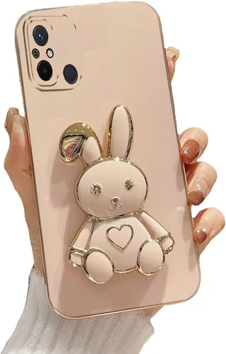 Miniatura 85 de Estuche con soporte de conejo de corazón para Xiaomi Redmi Note 10S, galvanizado suave TPU protector delgado a prueba de golpes con lindo conejito