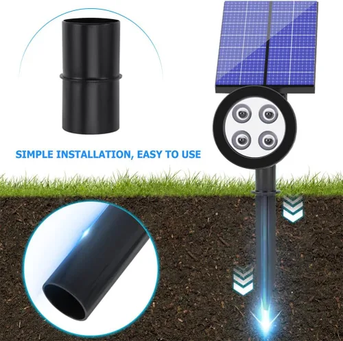 Miniatura 7 de Yardwe Accesorios de poste de luz solar para exteriores, hebilla de conector de enlace de repuesto con estacas de plástico de 1.25 pulgadas