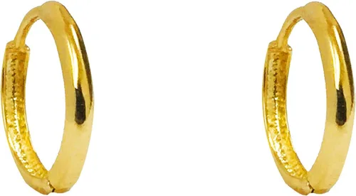 Miniatura 2 de Ritastephens Pendientes de aro Huggie Hoops de oro amarillo real de 14 quilates (mini o pequeño)