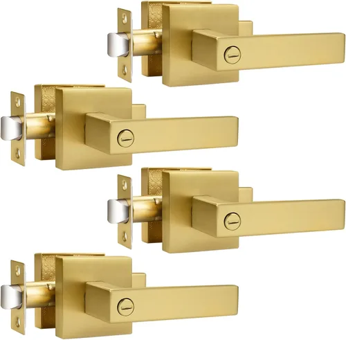 Miniatura 24 de Probrico Palanca de Puerta de Cama y Baño Negro Mate Servicio Pesado Manija de Puerta de Privacidad, Cerradura de Puerta Sin Llave Interior Baño