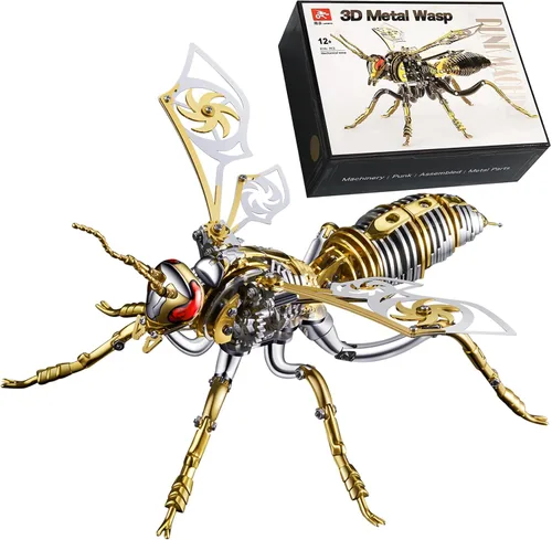 Miniatura 2 de Rompecabezas de metal 3D para adultos, kits de modelos: bricolaje para construir avispas mecánicas de metal, juguete de acero rompecabezas de acero