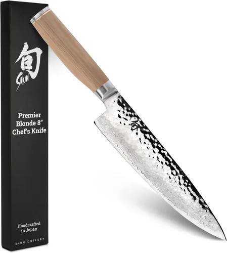 Miniatura 11 de Shun Cutlery Premier - Cuchillo de chef de 10 pulgadas de largo, cuchillo de cocina ligero, ideal para la preparación de alimentos, auténtico Marrón