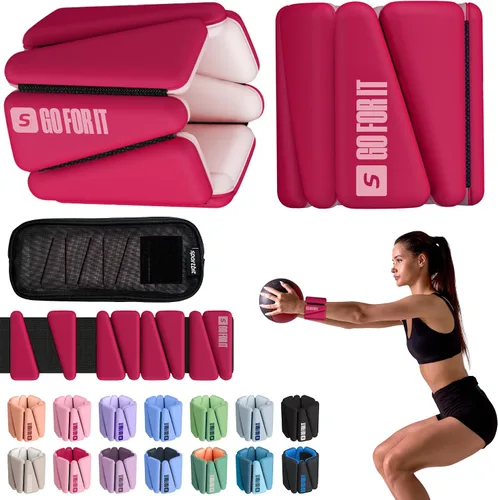 SPORTBIT Brazaletes y pesas para tobillos para mujeres - Juego de 2 (1 libra cada una) Brazaletes ajustables con pesas para tobillos y muñecas,