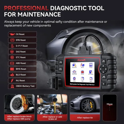 Miniatura 4 de iCarsoft - P700 V2.0 - Escáner de diagnóstico automático para Porsche con diagnóstico del motor/transmisión/ABS/Airbag, lector de código OBD2
