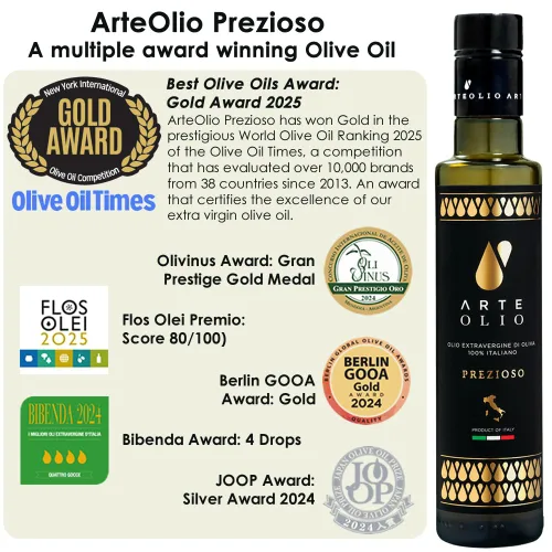 Miniatura 3 de ArteOlio Aceite de oliva Prezioso: 100% aceite de oliva virgen extra prensado en frío directamente de Italia hecho en un solo estado sabor rico