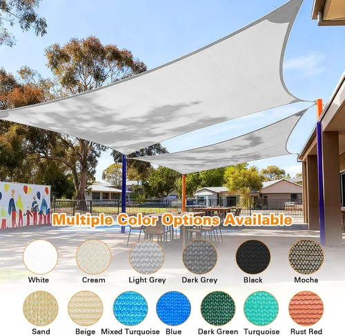 Miniatura 9 de Artpuch Parasol para el sol, 12 x 20 pies, rectangular, gris claro, borde curvo, tela de grado comercial de 185 GSM de polietileno de alta densidad