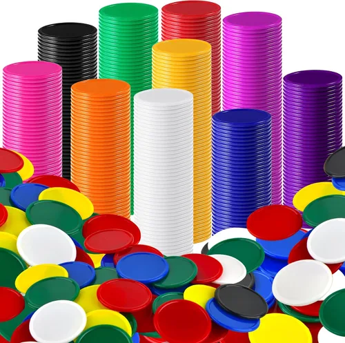 Coopay 1200 unidades de discos de aprendizaje de 1.5 pulgadas, fichas de póquer de plástico, fichas de bingo de 10 colores, marcadores de discos