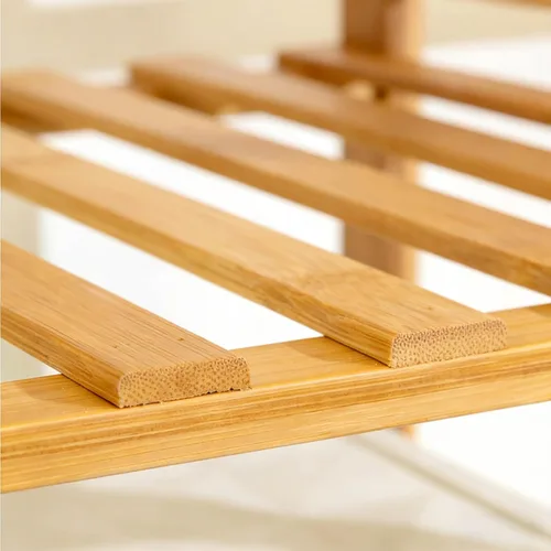 Miniatura 6 de Percheros de madera para colgar ropa, estante de ropa de bambú con estantes, organizador de armario con zapatero, para pasillo, sala de estar