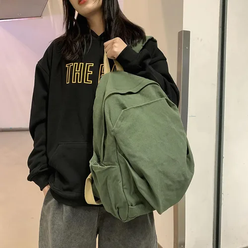 Miniatura 5 de CBDAO Bolsa de lona para mujer, mochila de ocio de gran capacidad para hombres y mujeres, mochila de viaje para hombres y mujeres, Verde, Mochilas