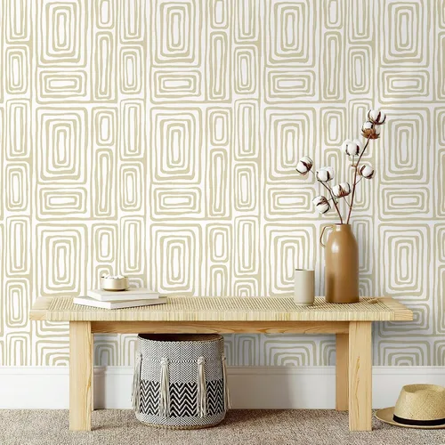 Miniatura 9 de GloryTik Papel Tapiz Despegar y Pegar Bohemio Moderno Beige Papel de Contacto Despegar y Pegar Papel de Pared Removible Autoadhesivo Geométrico