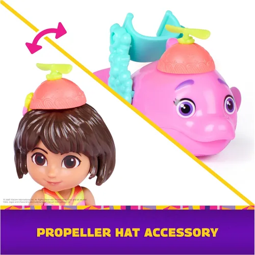 Miniatura 7 de Dora, Mer-Made for Adventure - Paquete de 2, figura de sirena de DORA de 4.5 pulgadas y delfín, juguetes de sirena y juguetes para niños para niñas