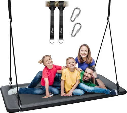 Miniatura 10 de Trekassy Columpio rectangular extragrande de 60 pulgadas, capacidad de 700 libras, plataforma impermeable para niños y adultos con kit