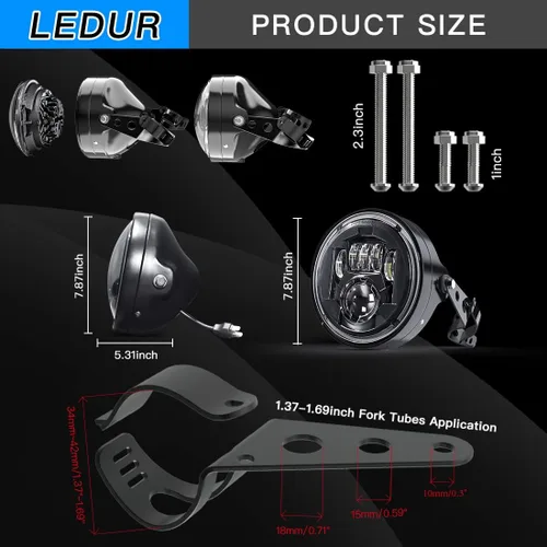 Miniatura 7 de LEDUR - Faro delantero LED redondo para motocicleta de 7 pulgadas, aprobado por DOT, con haz alto y bajo, con carcasa y cubeta, para Harley, Yamaha