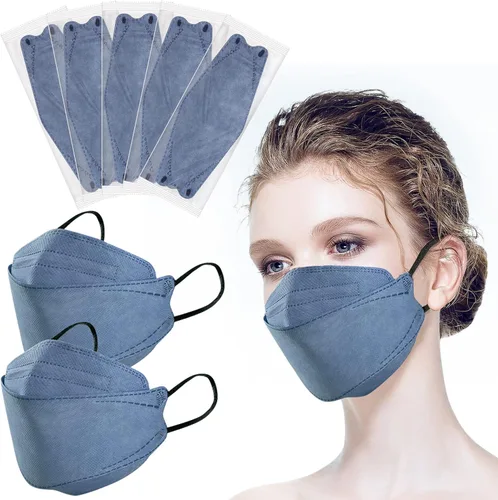 100 máscaras KF94, envueltas individualmente, tipo pez 3D, para adultos, mascarilla protectora de 4 capas