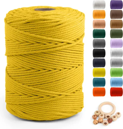 Miniatura 77 de Cuerda de algodón para macramé de 5 mm x 109 yardas, ZUEXT 100% natural hecha a mano, cuerda de algodón trenzada de 4 hebras para colgar plantas