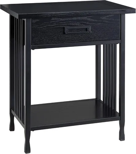 Leick Home 11222-BK Ironcraft - Mesita de noche rústica con un cajón, color negro lavado