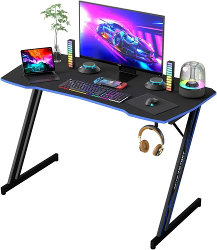 Miniatura 14 de BestOffice Escritorio para juegos de 35 pulgadas, escritorio para computadora de PC, estación de trabajo en forma de Z, mesa de trabajo ergonómica