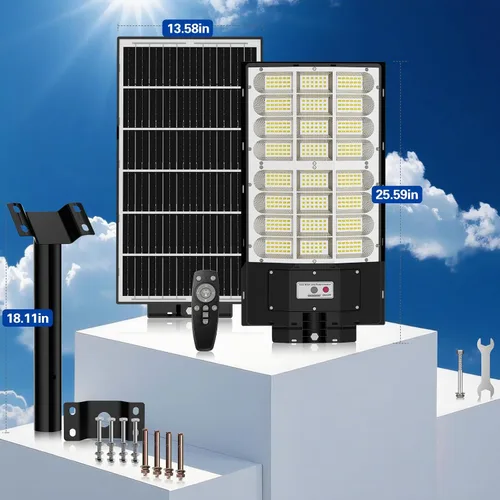 Miniatura 8 de 9800W Luz de calle solar, luces de calle solares para exteriores impermeables IP67, lámpara solar para exteriores con sensor de movimiento
