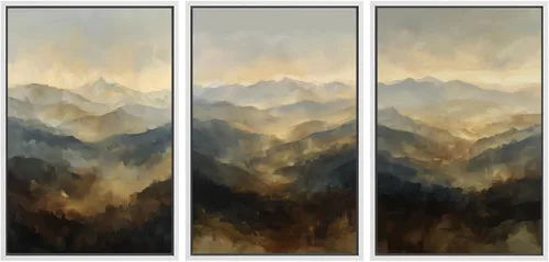 Miniatura 109 de SIGNWIN Lienzo enmarcado para pared, juego de arte tranquilo con reflejo de lago, acuarela, montaña y agua, ilustraciones modernas, arte abstracto