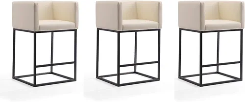Miniatura 9 de Manhattan Comfort Embassy - Taburete de bar de metal gris y negro de 34 pulgadas