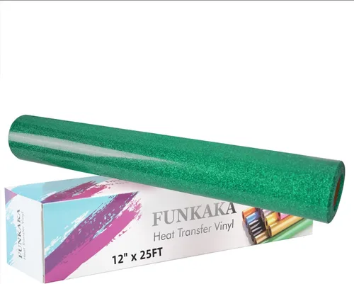 Miniatura 25 de FUNKAKA Rollos de vinilo de transferencia de calor HTV negro con purpurina, vinilo de poliuretano para planchar de 12 pulgadas x 25 pies