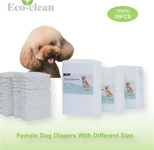 Miniatura 3 de Pañales para perros hembra, 30 pañales desechables para perros de diferentes tamaños, absorbentes con indicador de humedad (XS)