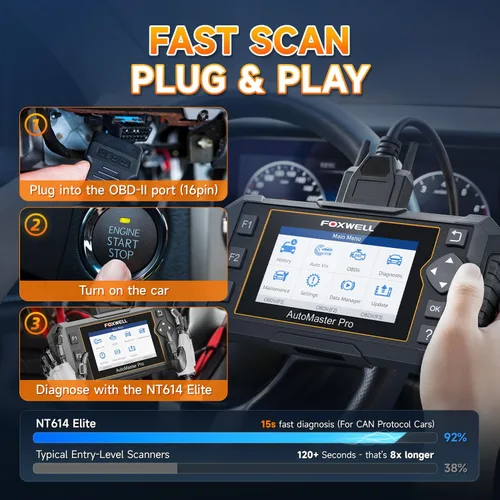 Miniatura 4 de FOXWELL NT614 Elite OBD2 escáner para mecánica de bricolaje, actualización de NT604, herramienta de diagnóstico de 4 sistemas con 5 reajustes