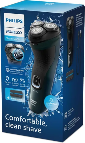 Miniatura 12 de Philips Norelco Shaver 2600 Series, afeitadora eléctrica en seco y húmedo, recortadora emergente, tapa P, bolsa de viaje, verde bosque oscuro