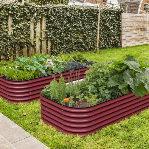 Miniatura 2 de Olle Camas de jardín elevadas galvanizadas para exteriores, 17 pulgadas de alto, 12 en 1, macetas elevadas para cultivar hierbas, verduras, flores