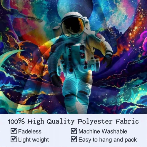 Miniatura 7 de JZDACH Tapiz de astronauta espacial, galaxia, universo, planeta, galaxia, reactivo a los rayos UV, planeta que brilla en la oscuridad, tapices