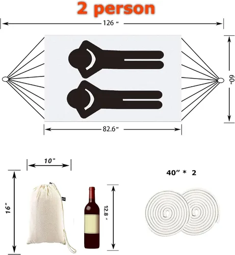 Miniatura 2 de Hamaca de interior con flecos de macramé para 2 personas, hamacas dobles bohemias con borlas, columpio portátil de cuerda de algodón hamaca