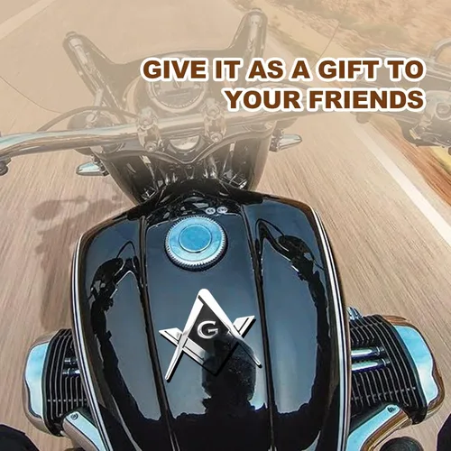 Miniatura 4 de 2 piezas de emblema de automóvil masónico 7 cm de compás auto camión metal adhesivo, escuadra masónica auto motocicleta regalo accesorios