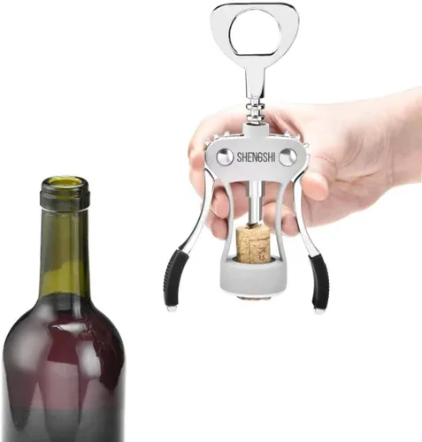 Miniatura 5 de shengshi Abridor de botellas de vino Sacacorchos de ala premium de aleación de zinc Abridor de botellas de vino con abrelatas