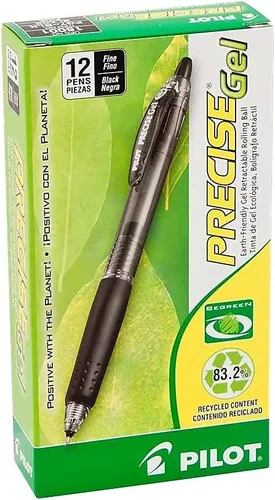 Miniatura 3 de PILOT Precise Gel BeGreen - Bolígrafos recargables y retráctiles, punta fina, tinta negra, paquete de 12 (15001)