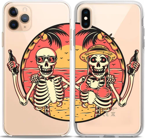 Miniatura 5 de Fundas a juego para parejas compatibles con iPhone 14 13 Pro Max 12 Mini 11 Xs 6s 8 Plus 7 Xr 10 SE 5 Clear Funny Pair Skeleton Cover Colorido