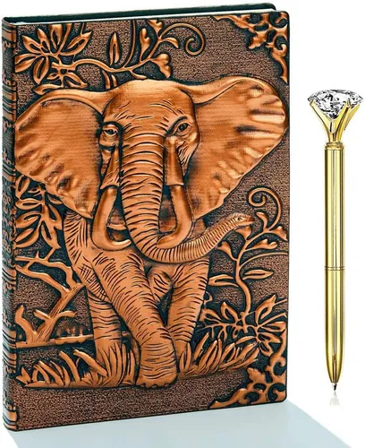 Miniatura 9 de Diario de escritura vintage de piel en relieve 3D Phoenix con juego de bolígrafos dorados, tamaño A5, 200 páginas, cuaderno de bocetos antiguo hecho