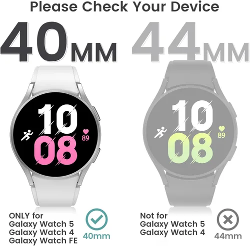 Miniatura 2 de Tensea Paquete de 2 fundas protectoras de pantalla para Samsung Galaxy Watch FE 2024/5 2022/4 2021 de 1.575 pulgadas, accesorios para la cara, funda