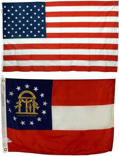 Miniatura 7 de Bandera del Estado de Georgia de 2 x 3 pies, nailon para todo tipo de clima y costuras reforzadas en el extremo de la mosca, fabricada en Estados