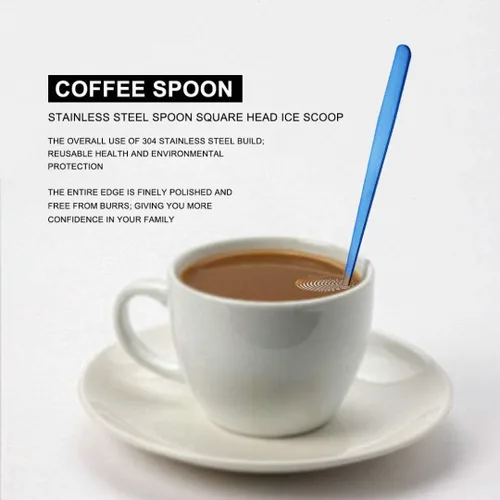 Miniatura 4 de COMIART - Cucharas de té helado de mango largo para mezclar, 6.7 pulgadas, cabeza cuadrada, cucharaditas de café, cucharas de cóctel, ideal para uso