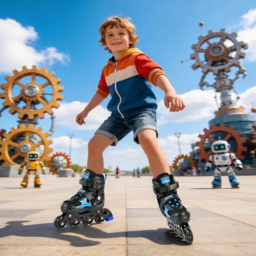 Miniatura 6 de 2PM SPORTS Patines en línea para niños y niñas, niños de 5 a 8 a 12 años, 4 a 6, 6 a 12 años, con ruedas iluminadas, cuchillas ajustables para Azul