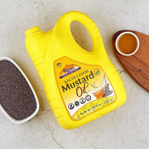 Miniatura 2 de Aceite de Mostaza Rani (Kachi Ghani) 169 Onzas (5 Litros) SIN GMO Sin Gluten Vegano 100% Natural Kosher