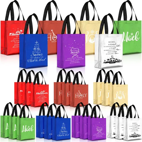 42 bolsas de regalo cristianas a granel con asa, semana de apreciación del pastor, bolsas de regalo de versículos bíblicos no tejidas, bolsas de