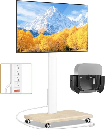 Miniatura 12 de TVON Soporte de TV móvil para televisores de 32 a 70 pulgadas, elegante soporte de TV de piso con ruedas, carro de TV móvil con 9 niveles de ajuste