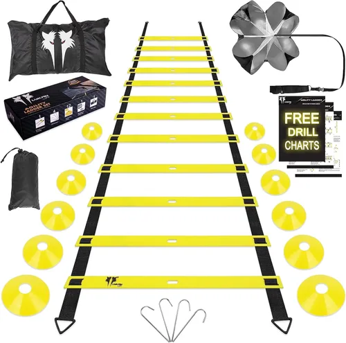 20ft Sports Agility Ladder for Men Women and Kids, Speed Youth Soccer Agility Training Equipment for Football, Exercise, Tennis, Legs Workout with
