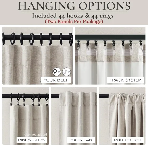 Miniatura 3 de Cortinas opacas extraanchas, 2 paneles para puertas corredizas de vidrio, moderna mezcla de lino plisado pesado, piso a techo, ventanas grandes, 70