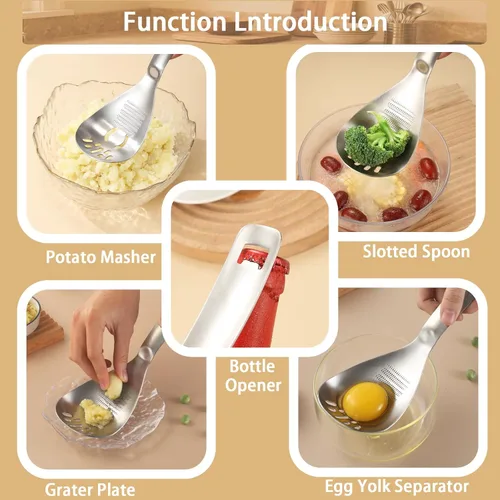 Miniatura 2 de Separador de huevos 5 en 1 para huevos crudos con triturador de papas, cuchara de cocina multifuncional, separador de yema de huevo, placa